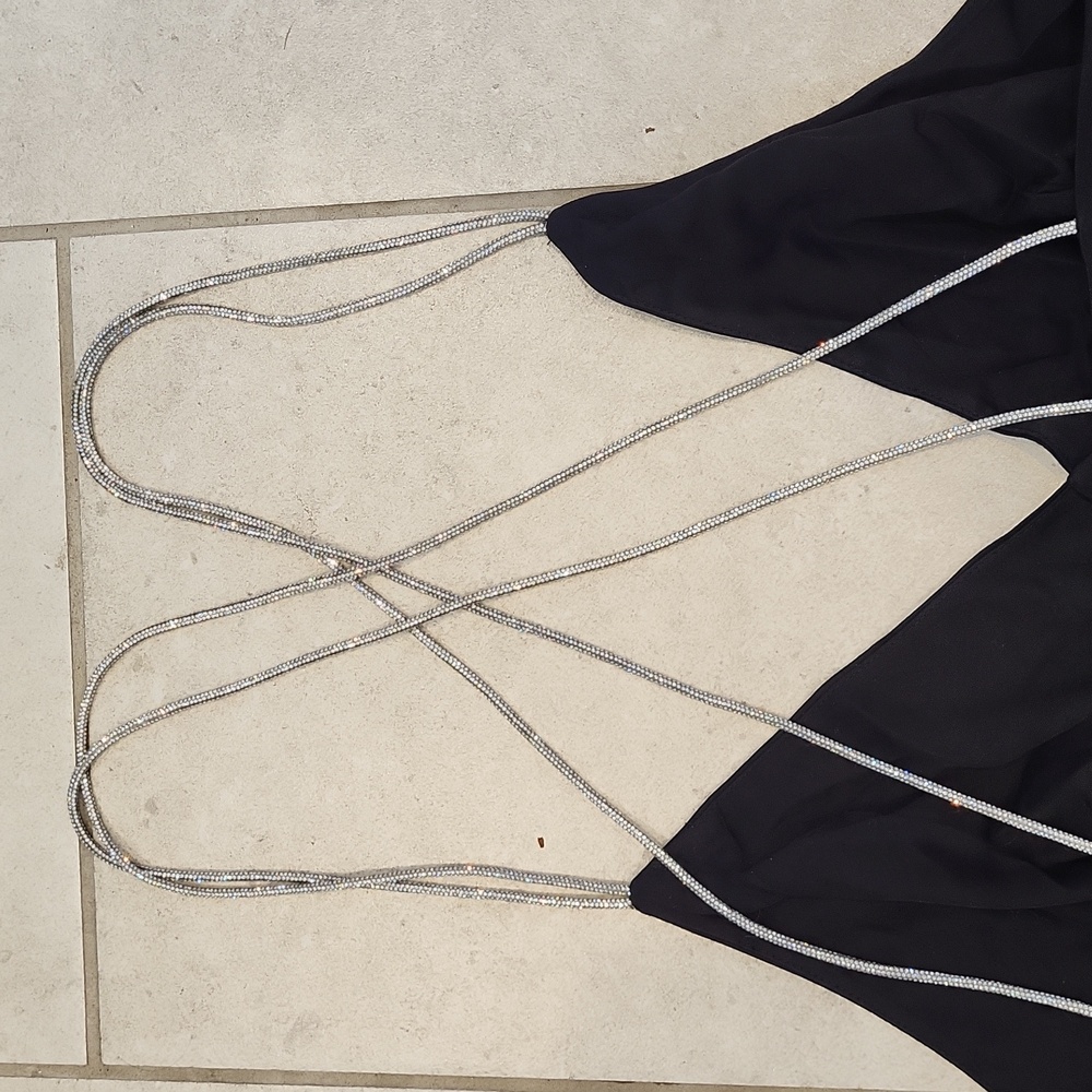 BEAUTIFUL LITTLE BLACK DRESS With rhinestone criss cross straps!!!